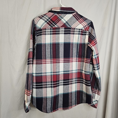Orvis Womens Red Black Plaid Fleece Lined Flannel Snap Shirt Jacket Shacket Sz S - Foto 8 di 8