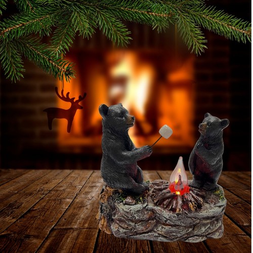 Bear Campfire Table Lamp – Rustic Night Light for Cabin & Lodge Decor - Picture 9 of 9
