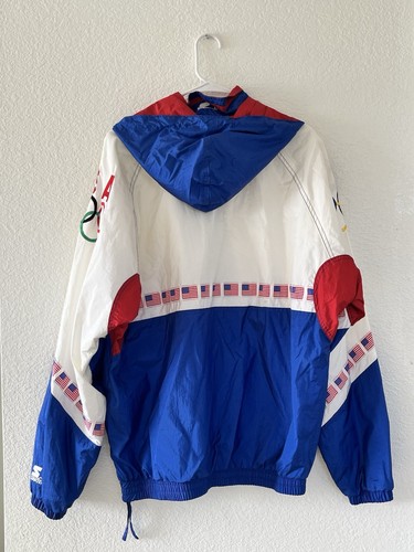 Vintage 90s Team USA Olympics Starter Jacket Size L Hooded Pullover Embroidery - Picture 15 of 24