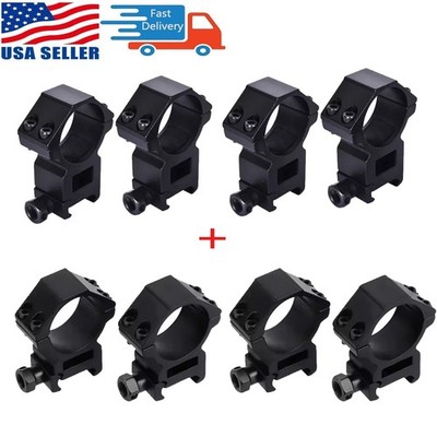 4pcs 30mm Ring Low Profile Mount+4pcs 30mm Ring Medium Profile Mount 20mm Ral