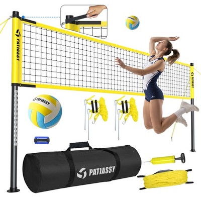 Professional Volleyball Net Set with Anti-tag Poles Ball Pump Adjustable Height