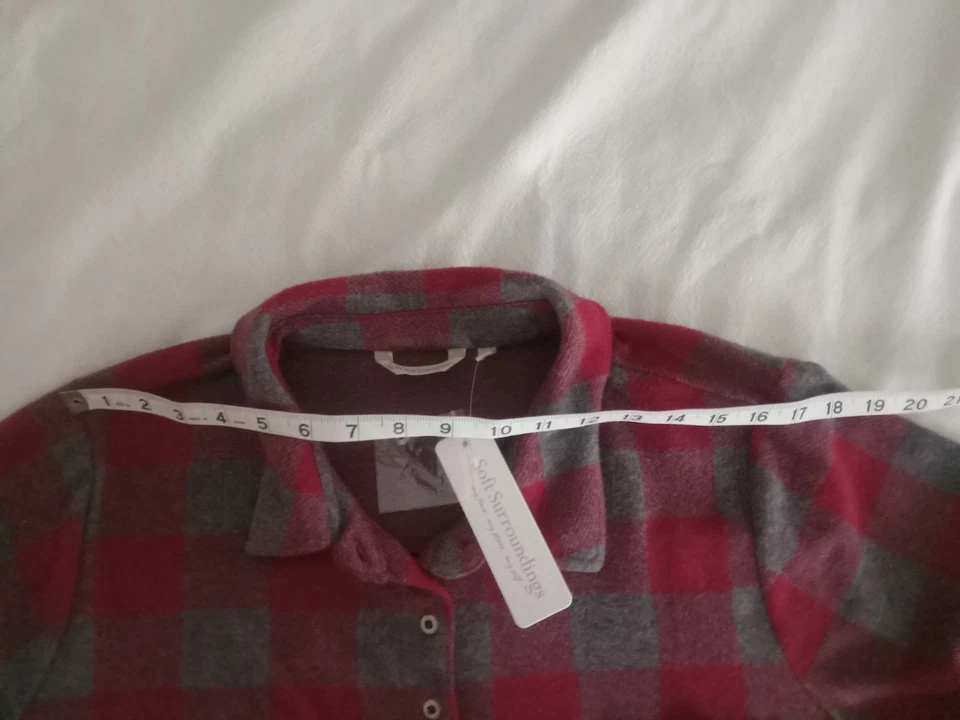 NUEVO CON ETIQUETAS Túnica a Cuadros Suave Envolvente Mad About Baya Cuadros Manga Rolltab Talla 1X Foto 4 de 4