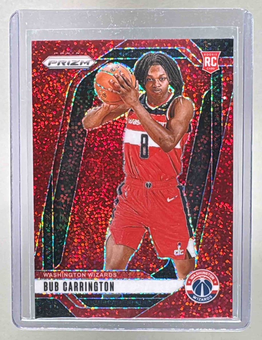 Bub Carrington 2024 Panini Prizm #244 Red Sparkle Rookie RC