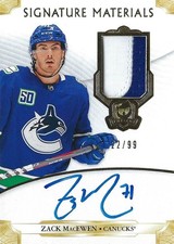 ZACK MacEWEN 2019-20 CUP SIGNATURE MATERIALS AUTO PATCH 22/99 VANCOUVER CANUCKS
