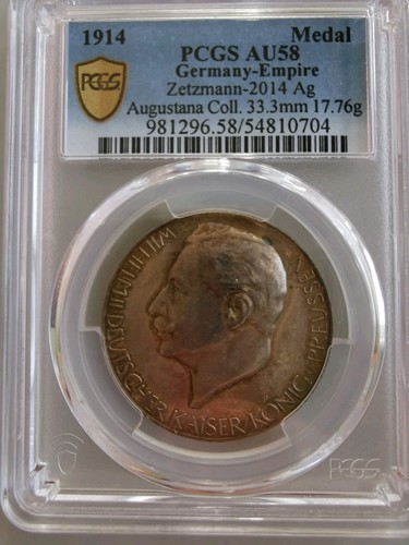 1914 German Empire PRUSSIA Silver Medal Wilhelm II Reichstag speech PCGS AU-58 - Picture 4 of 4