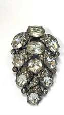 Vintage Art Deco Eisenberg  Original Large Rhinestone Fur Clip 70MM