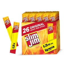 Slim Jim Smoked Meat Sticks, Original Flavor, 6g Protein Per Serving, Snack Size
