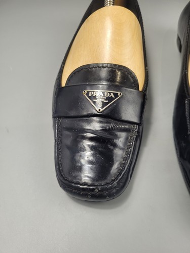Prada Black Patent Loafers UK 6 EU 39 Leather Slip-On Pumps Ballet Flats Pumps - Picture 7 of 24