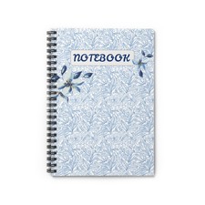 Blue Floral Spiral Notebook - Ruled Lines,Gift Ideas, Floral Stationery