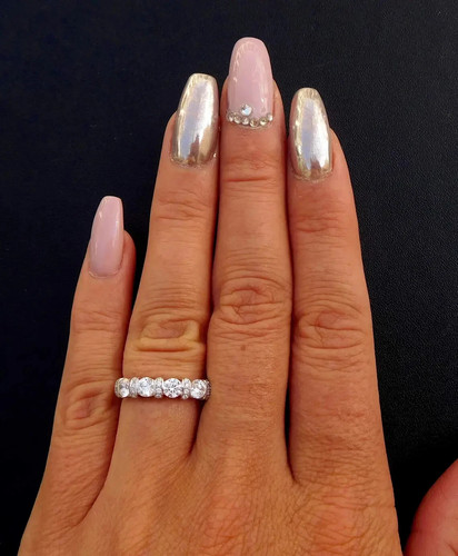 Art Deco Style Lab Created Diamond Anniversary Wedding 14K White Gold FN Ring - Picture 2 of 9