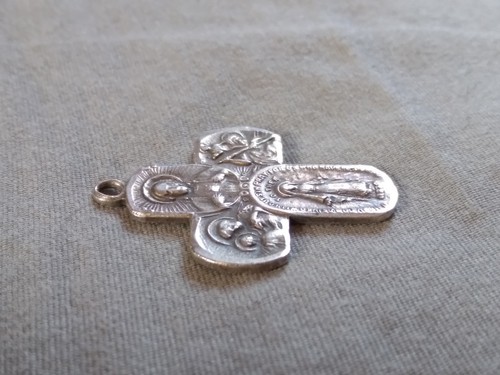 Medaglia religiosa vintage argento sterling Sacro Cuore di Gesù Santa Madre Maria. - Foto 6 di 12
