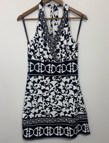 White House Black Market Paisley Halter Boho Mini Dress Womens Size Small A-Line - Picture 8 of 10