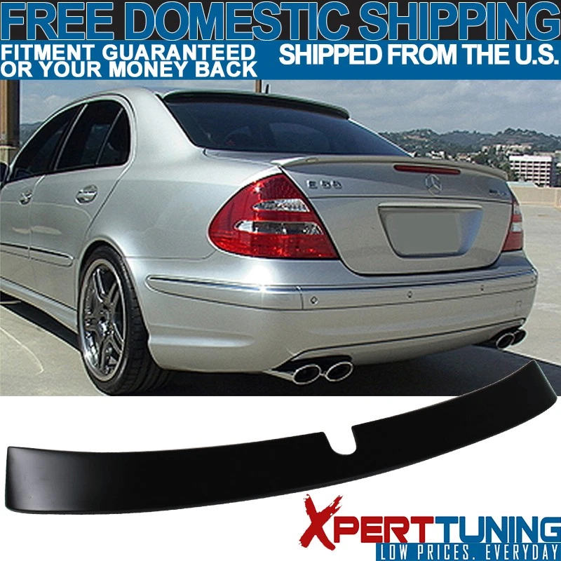Fits 2003-2005 Benz W211 E-Class AMG Trunk Spoiler Lip + L Type Roof Spoiler ABS - Image 2 of 4