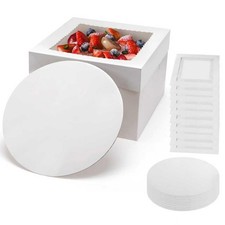 15Pcs 12x12x8 Inch Tall Cake Boxes with Clear Window  Cake Boards - Sturdy W...