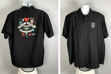 Sailor Jerry Rum Stewed Screwed Tattooed Work Shirt Button Front Mens XXL