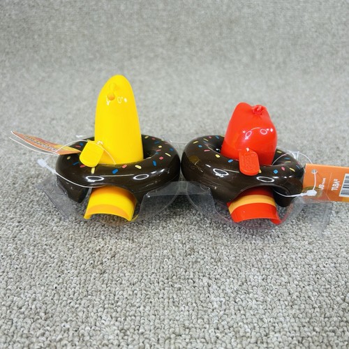 Big Larva In Donuts Bath Toy Play Swimming Yellow And Red Bath Pull String New - Picture 3 of 11