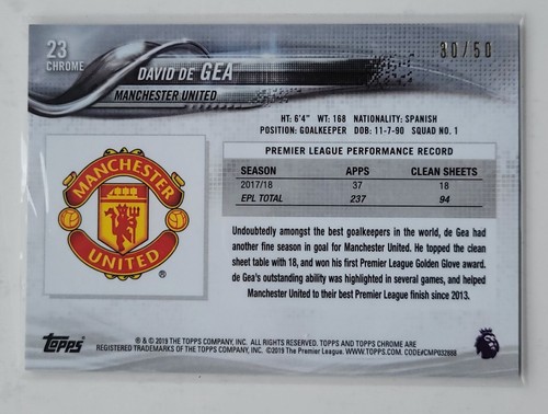 2018-19 Topps Chrome English Premier League Base Gold Refractor /50 - Singles - Picture 11 of 19