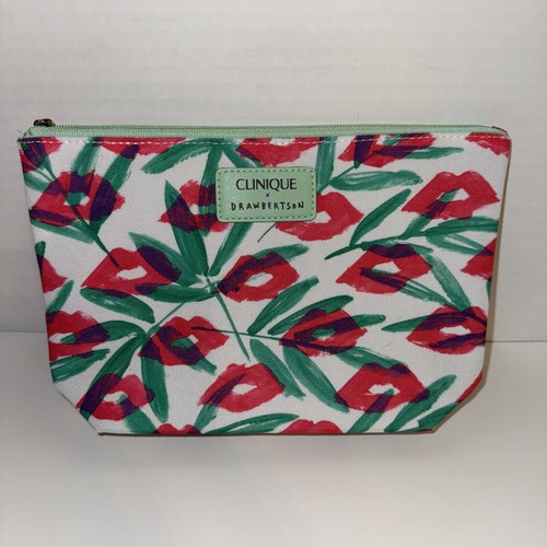 Clinique x Drawbertson Floral Lips Makeup/Toiletries Bag New. BAG ONLY - Picture 1 of 7