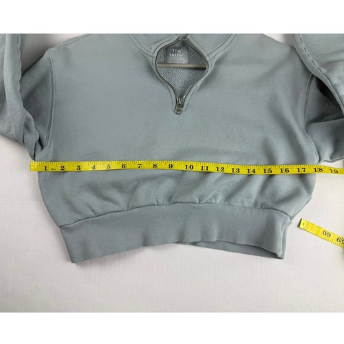 Aritzia TNA Acogedor AF Crop 1/4 Cremallera Vellón - Verde Como Nuevo XS - Imagen 2 de 7