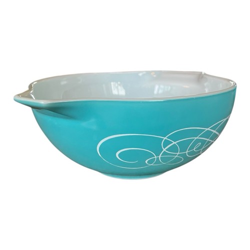 Vintage Pyrex Promotional 1959 Turquoise Scroll Cinderella Bowl 2.5 QT #443 - Picture 8 of 17