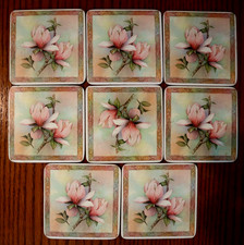Drink Coasters - Beautiful Flowers  Set of 8 Coasters - Cork Back Artist Signed