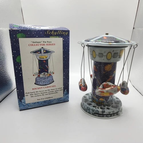 Schylling Tin Toy Rocket Carousel With Original Box As Seen In Baby Einstein