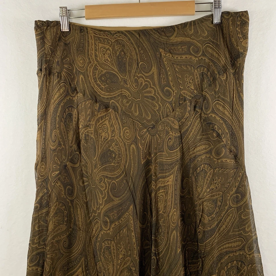 Falda midi Lauren Ralph Lauren para mujer 100 % seda gasa talla 14 Paisley Heritage Foto 2 de 4
