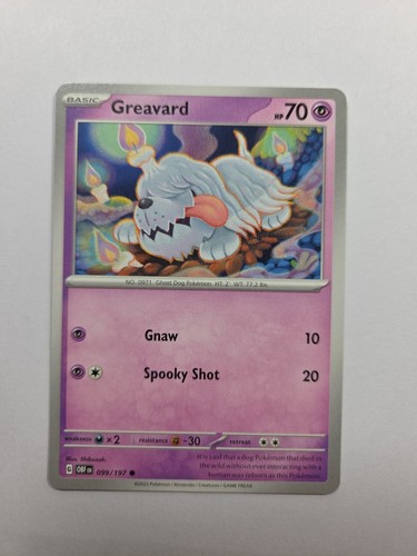Greavard 099/197 Obsidian Flames OBF Non Holo Common Near Mint Nm Pokemon Tcg - Afbeelding 1 van 2