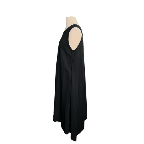 Lafayette 148 Asymmetrical Tank Dress Shark Bite Sleeveless Midi, Black Medium - Picture 3 of 12
