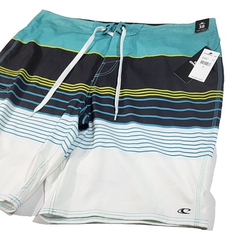 O'Neill Men's 38 Swim Board Shorts Brisbane Blue Stripe NWT Full Length - Picture 3 of 12
