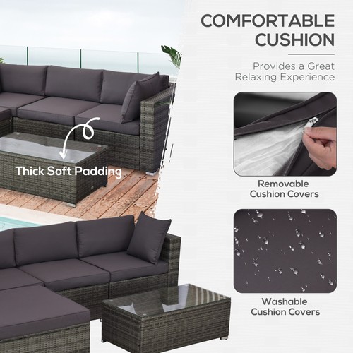 5PC Rattan Wicker Sofa Set Outdoor Patio Garden Sectional Furniture Cushioned - Picture 6 of 11