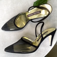 Walter Steiger Y2K Vintage Mesh Black Heels Pumps Size 7 Old Money Quiet Luxury