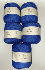Rowan River Tape Lot Of 5 Skeins - Blue Color SH463 Nylon / Acrylic New