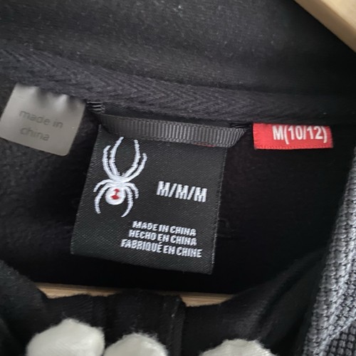 Spyder Youth Boys Zip Sweater Jacket Charcoal Black Waffle Mock Neck - Picture 9 of 15