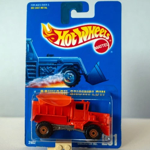 Hot Wheels 1991 OSHKOSH SNOW PLOW 2902 Orange Workhorses truck work Mainline NOS