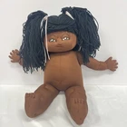 VTG Homemade African Cabbage Patch Style Doll Soft Body W/ Dress 21” No Markings