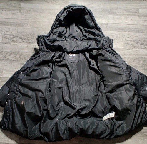 Zara Kids Maxi Black Down Puffer Jacket Full Zip Urban Trip Kid's Size 11/12 - Picture 8 of 11