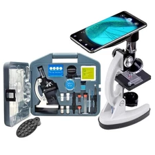 Microscope 300X-1200X for Kids Beginners Lab Compound Monocular Microscopes w...