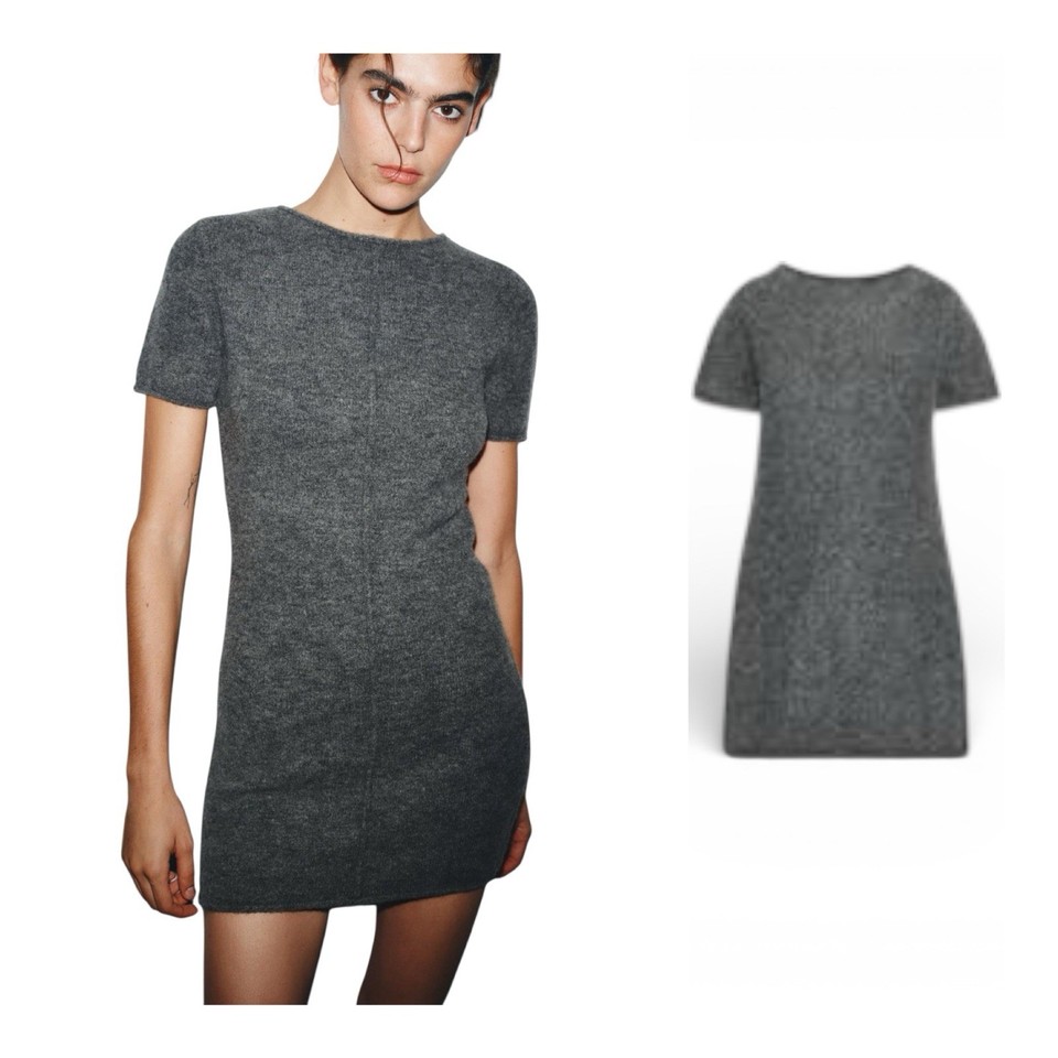 Zara Y2K Soft Knit Mini Dress Women's S Seam Detail Casual