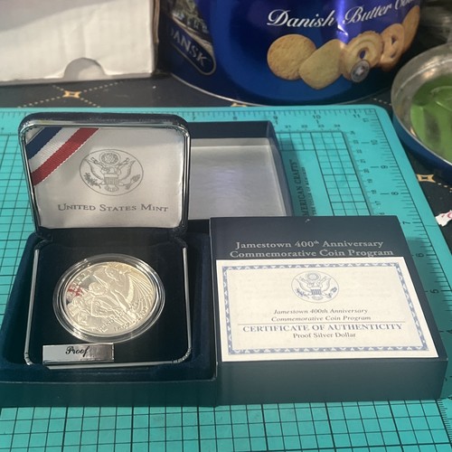 2007 Jamestown Commemorative Proof Silver Dollar with Box & COA - Picture 3 of 24