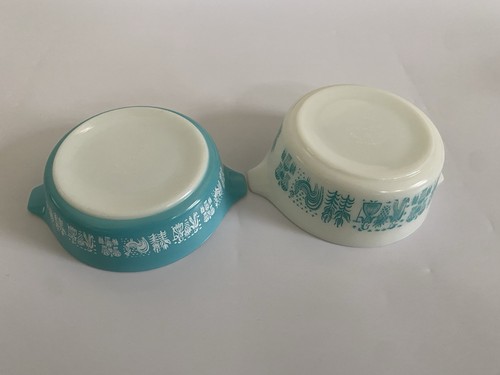 Vintage Pyrex 471 & 472 Auflaufformen OHNE Deckel Türkis Amish Butterprint - Bild 4 von 14