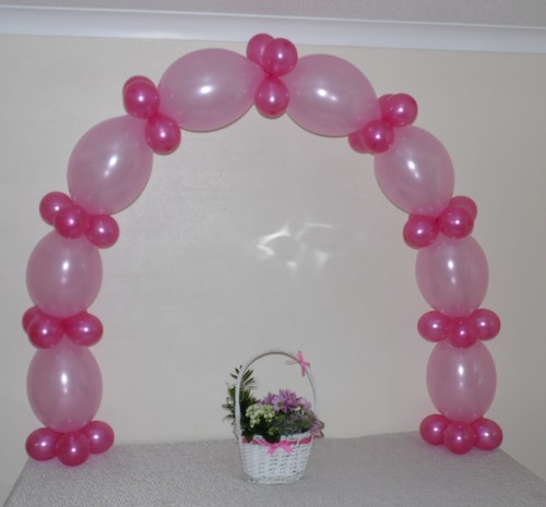 CHRISTENING GIRL PINK LINK BALLOON ARCH -TABLE DECORATION - HELIUM OR AIR FILLED - Foto 2 di 12