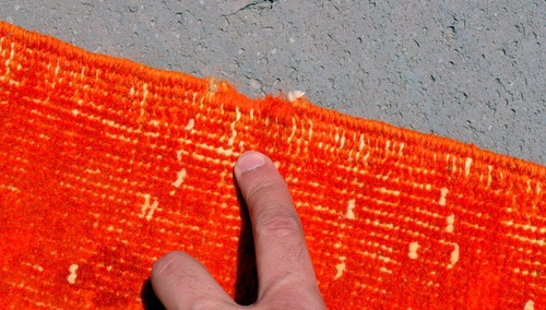 Vintage Turkish Rug 37" x 70" Hand Woven Wool Orange OVERDYED Carpet 93x177 cm  - Picture 9 of 10