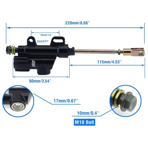 Rear Foot Brake Master Cylinder Pump 50 110 125 150 200 250cc Chinese ATV Quad - Bild 2 von 8
