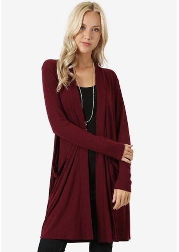 Damen Cardigan Pullover vorne offen Fly Away Langarm mit Taschen locker fallend - Bild 10 von 11