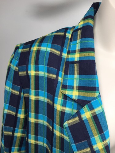 Vintage Target Plaid Blue Green Yellow Blazer Sz 16 90s Preppy Clueless Heathers - Picture 8 of 21