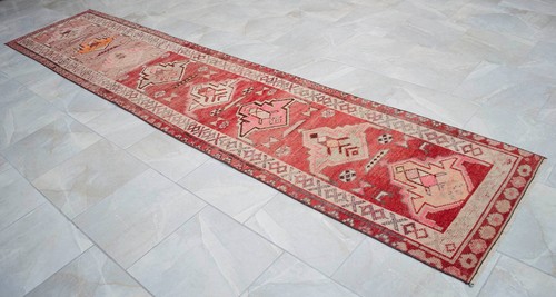 Turkish Runner Rug, Hand Made Rug, Tribal Wool Rug, Ethnic Runner Rug 3 x 12 ft - Picture 7 of 14