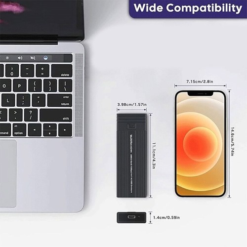 M.2 SSD Case, USB C 3.2 Adapter Rapid Transfer, Aluminum Effortless Setups - Afbeelding 8 van 8