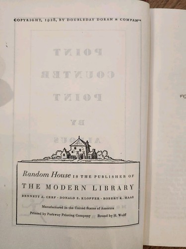 Point Counter Point Hardcover Book Random House 1928 By Aldous Huxley - Imagen 6 de 7