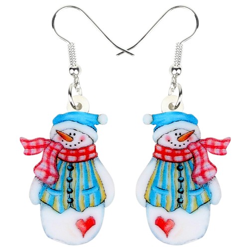Acrylic Christmas Sweet Scarf Snowman Earrings Dangle Jewelry Drop For Women Kid - Picture 1 of 5